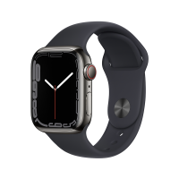 Apple Watch S7 41mm午夜色运动表带 蜂窝版 智能手表 MNC23CH/A (石墨不锈钢)