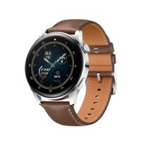 华为（HUAWEI）WATCH 3休闲手表棕色真皮表带（钢色）（时尚款）【区域限购】